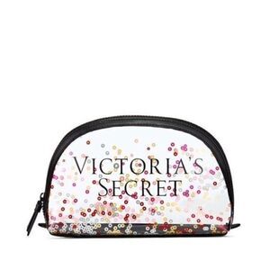 Victoria’s Secret Clear Confetti Zippered Cosmetics Travel Bag New